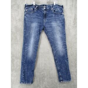 True Religion Jeans Mens 44 Geno Relaxed Slim Stretch Denim Medium Wash Logo